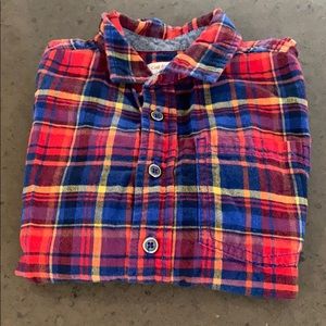 Boys plaid flannel button-down shirt.